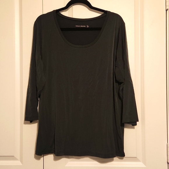 Olive green XL Susan Graver Blouse - Picture 1 of 3